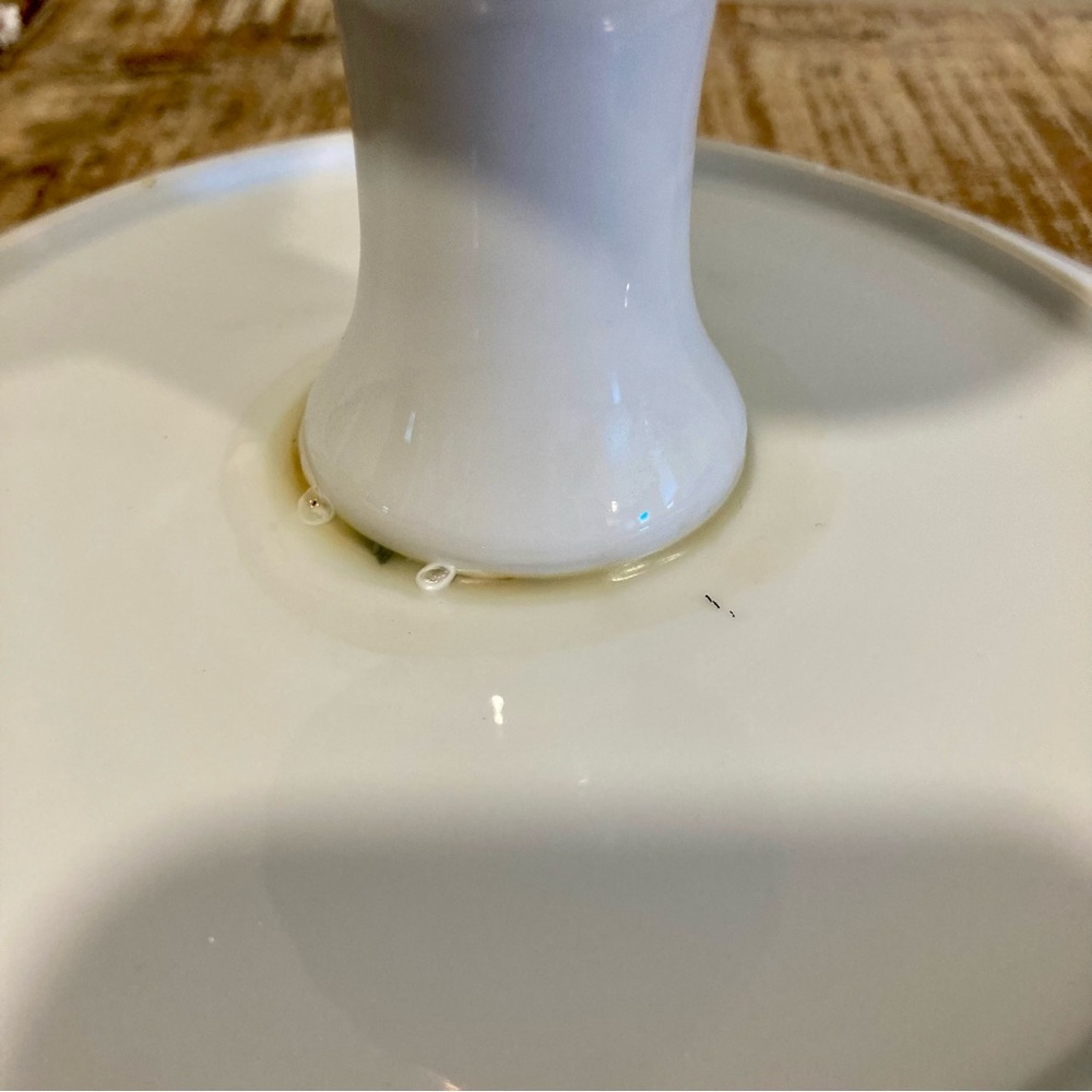 Floral Pedestal Cake Stand Signed Renee 8” - Picture 15 of 16